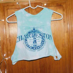 Vintage Charleston South Carolina hippie muscle tee bleach tie dye crop top